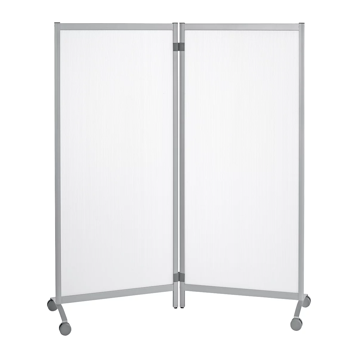 Cloison de séparation mobile - 2 parties - aluminium - l. 760 x P 440 x H 1700 mm par élément - semi-transparent