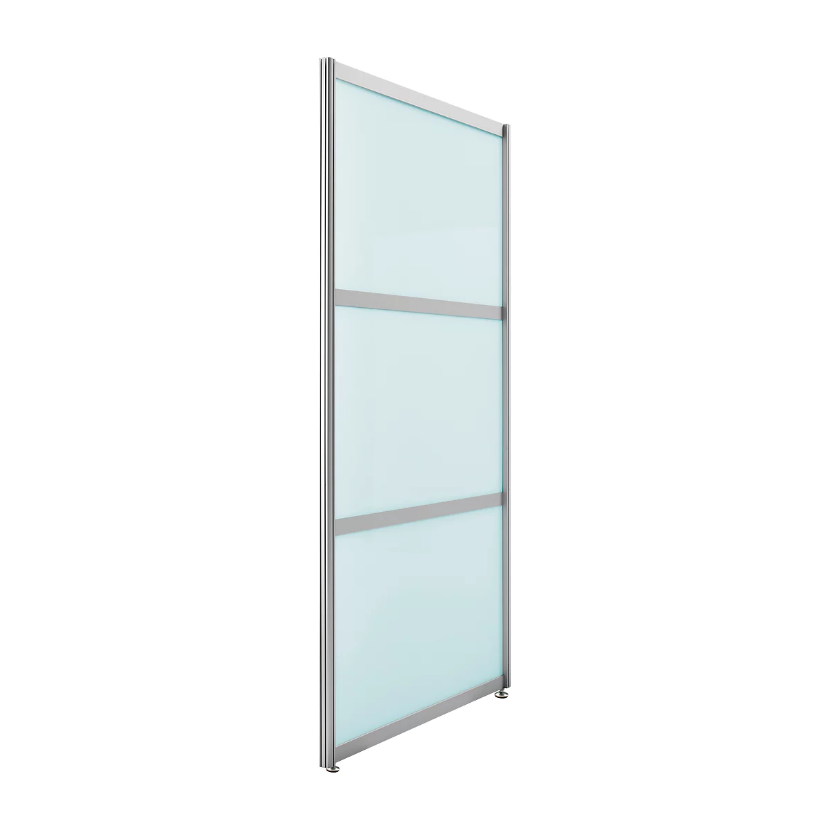 Cloison droite et haute, verre ESG satiné