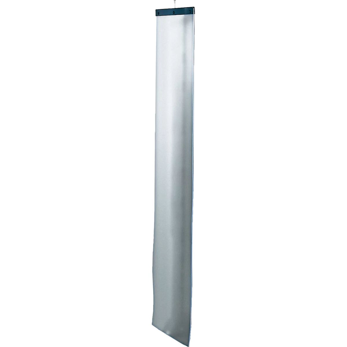 Roll-up display, blanc, avec bord supérieur noir.