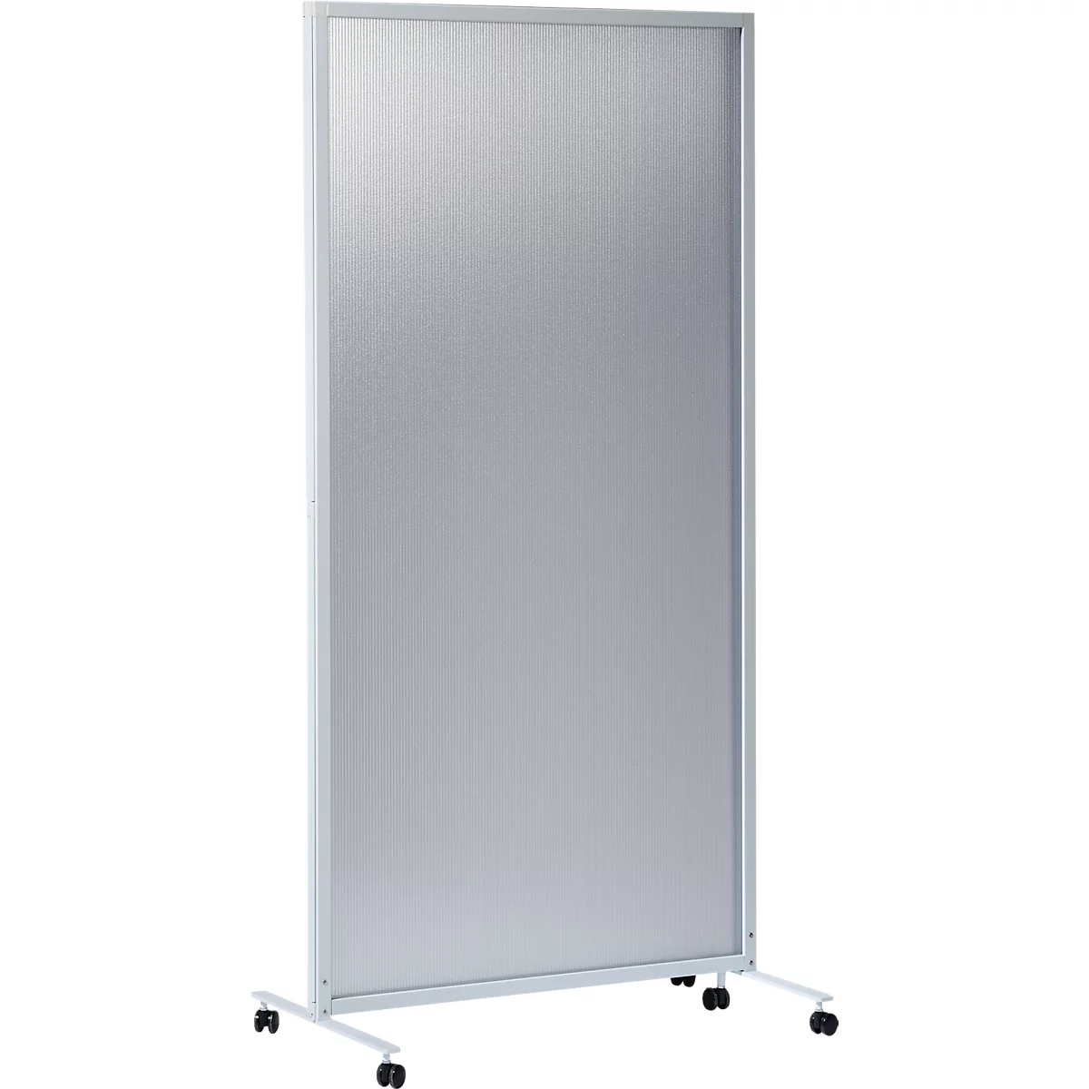 Cloison mobile, 2 parties, L 1800 x P 40 x H 1800 mm, plastique &amp; aluminium, semi-transparent