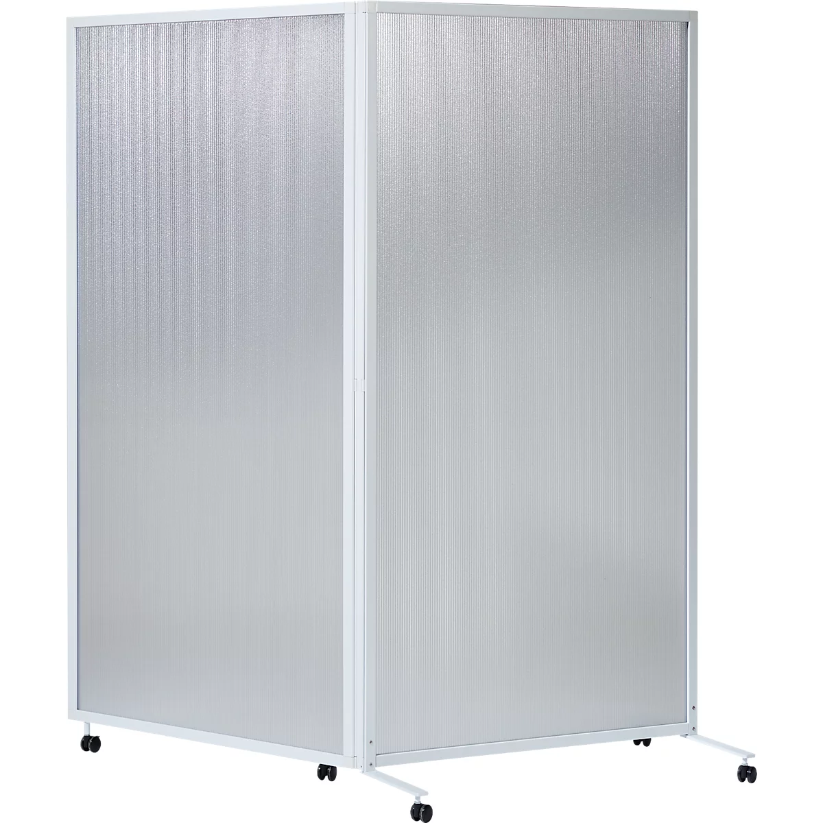 Cloison mobile, 2 parties, L 1800 x P 40 x H 1800 mm, plastique &amp; aluminium, semi-transparent