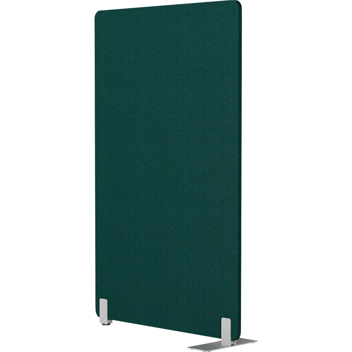 Mur de tissu vert debout sur des pieds métalliques.