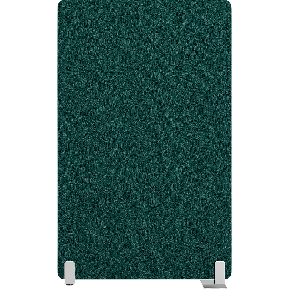 Panneau insonorisé vert, rectangulaire avec pieds blancs. Structure de surface visible.