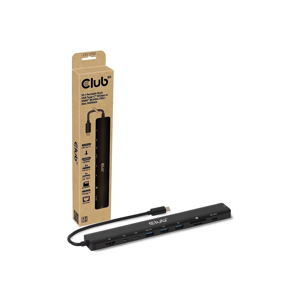 Club 3D 10-in-1 - Dockingstation - für Desktop, Laptop - USB-C / Thunderbolt - HDMI - 2.5GbE
