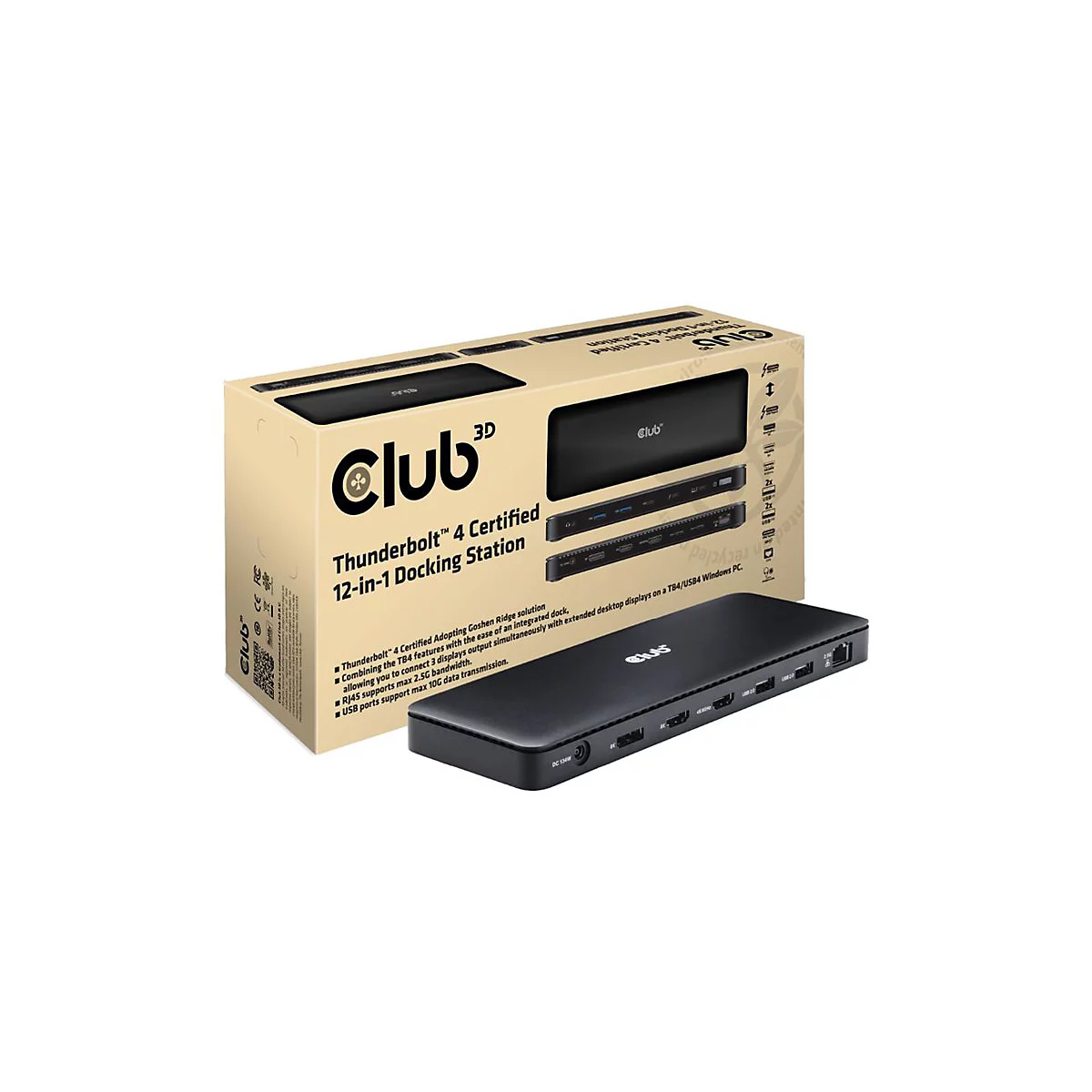 Club 3D 12-in-1 - Dockingstation - für Desktop, Laptop - USB-C / USB4 / Thunderbolt 3 / Thunderbolt 4 - 2 x HDMI, DP, Thunderbolt 4 - 2.5GbE