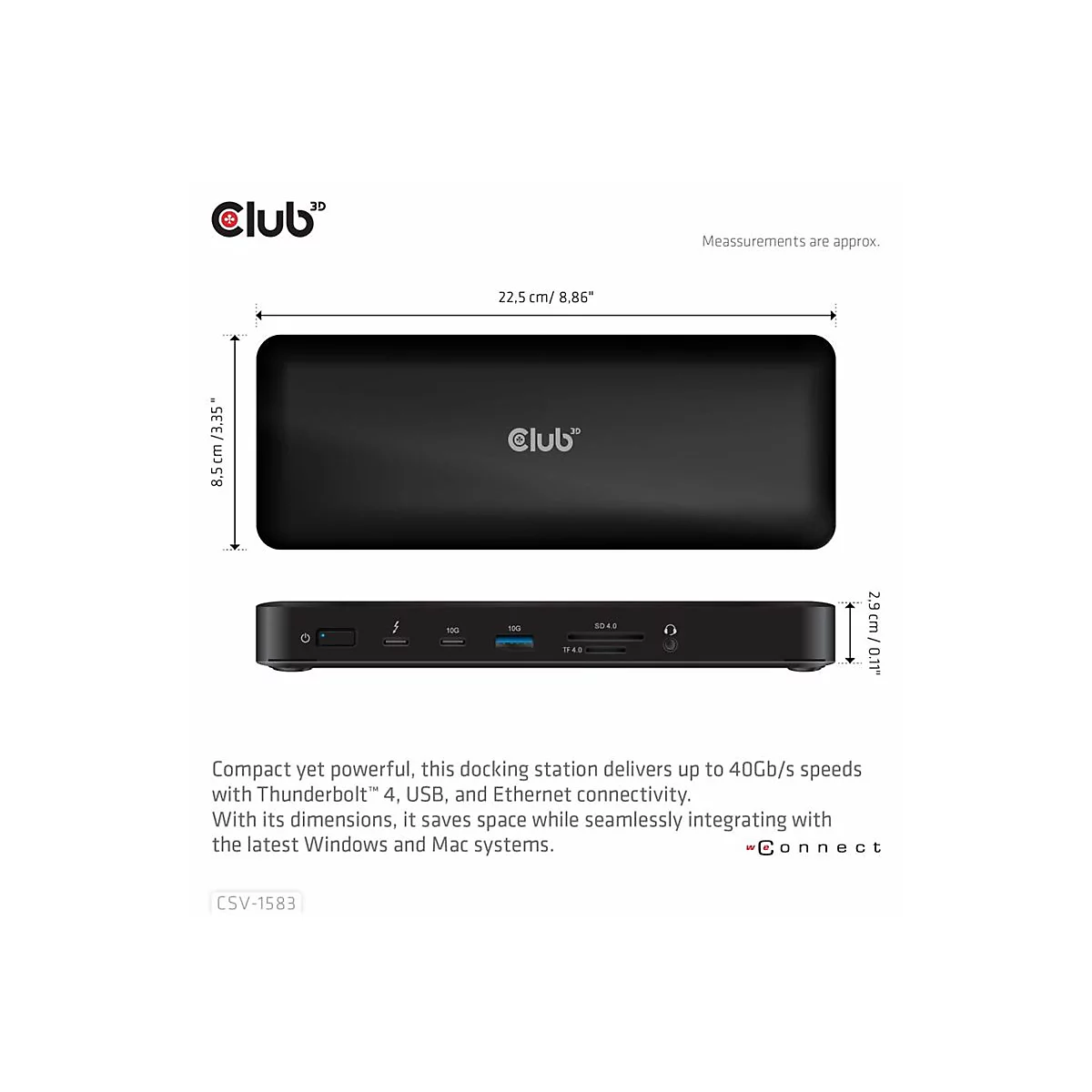 Club 3D 16-in-1 - Dockingstation - für Desktop, Laptop - USB-C / USB4 / Thunderbolt 3 / Thunderbolt 4 - USB-C - 2 x Thunderbolt 4, 3 x DP, 2 x HDMI