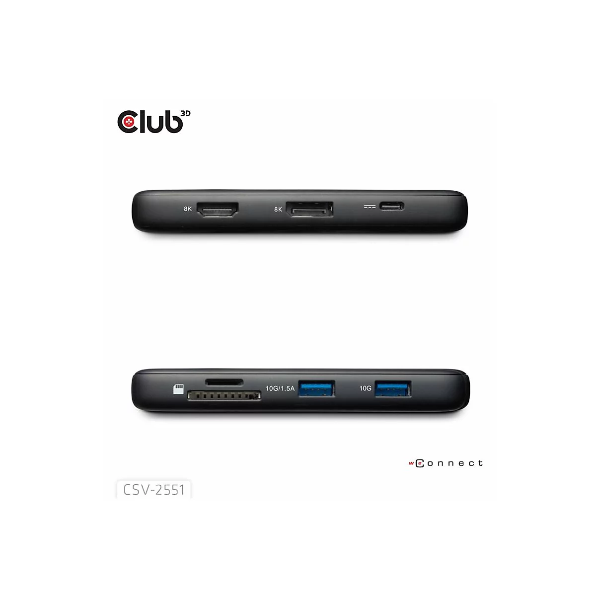 Club 3D 8-in-1 - Dockingstation - für Desktop, Laptop - USB-C - HDMI, DP - 1GbE