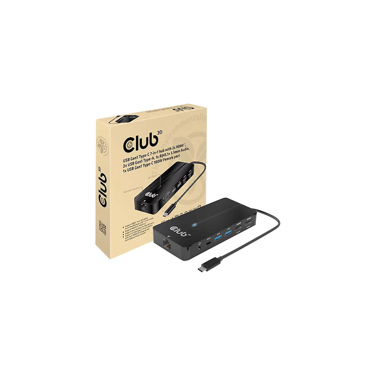 Club 3D CSV-1595 - Dockingstation - USB-C 3.2 Gen 1 - 2 x HDMI - GigE