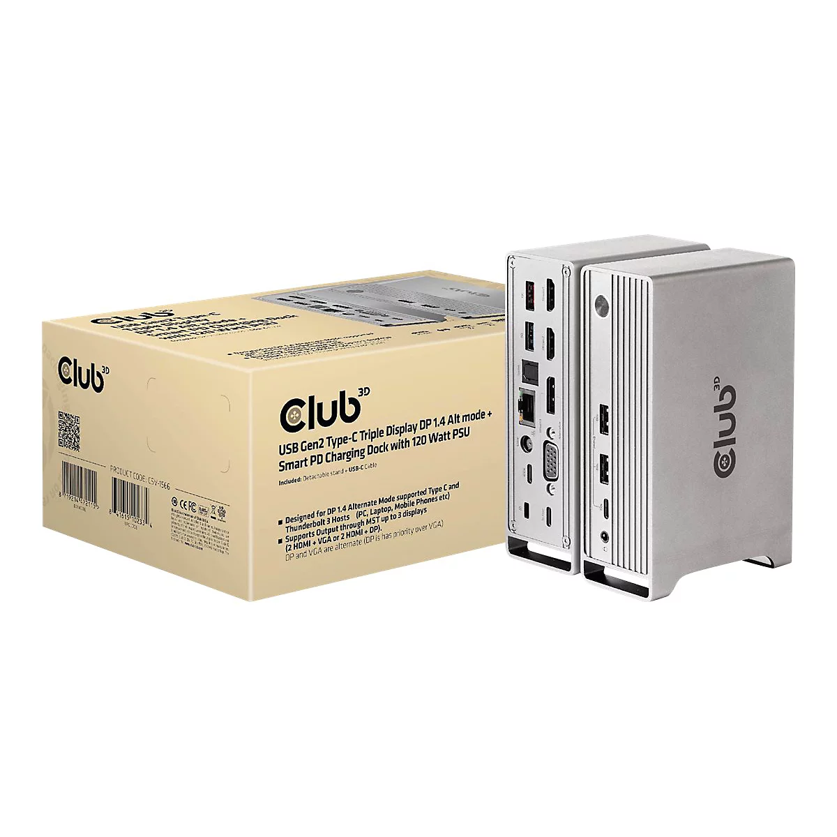 Club 3D - Dockingstation - USB-C - VGA, 2 x HDMI, DP - GigE