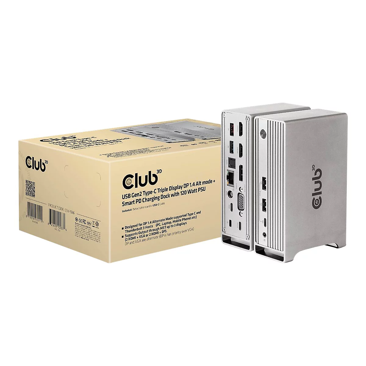 Club 3D - Dockingstation - USB-C - VGA, 2 x HDMI, DP - GigE