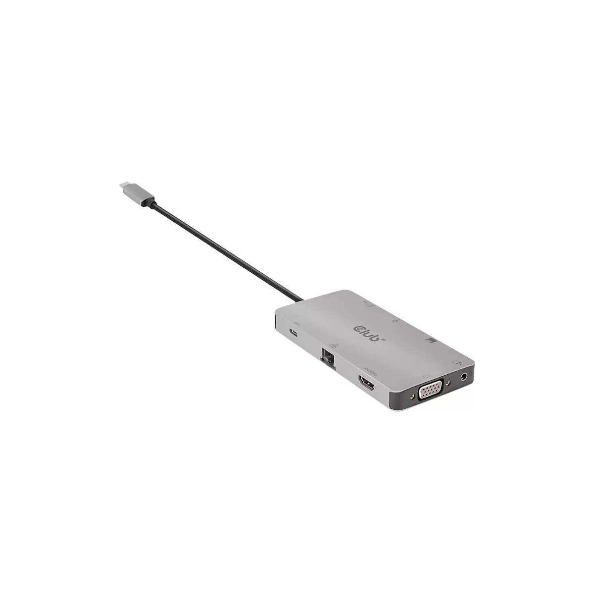 Club 3D USB Gen1 Type-C 9-in-1 hub - Dockingstation - USB-C - VGA, HDMI - 1GbE