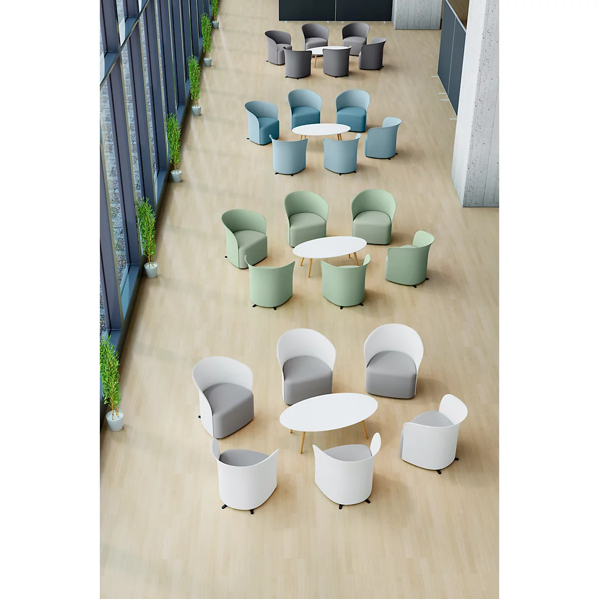 Clubsessel Paperflow CROWN, Schaumpolsterung, mit Füßen, Sitzhöhe 380 mm, B 730 x T 635 x H 690 mm, Polypropylen & Hartfaserplatte, Polsterbezug weiß