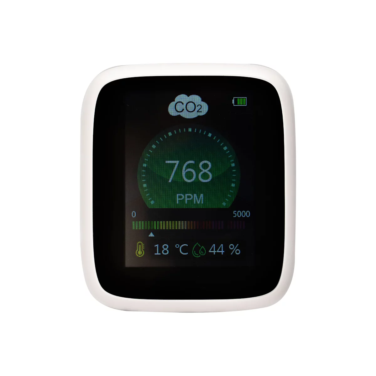 CO2-meter RG-1300 REDFLEXX REDGUARD, binnen, infraroodsensor, 350-5000 ppm, LCD-display met alarmsignaal, IP30, batterijvoeding, USB, wit