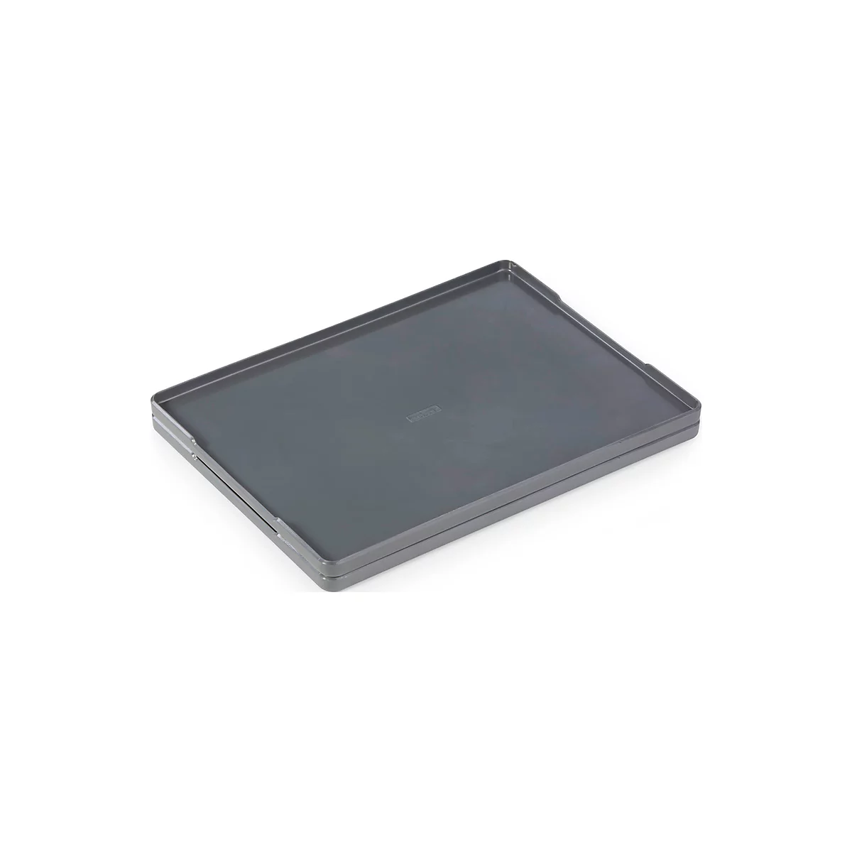 Dark gray tray with raised edges.