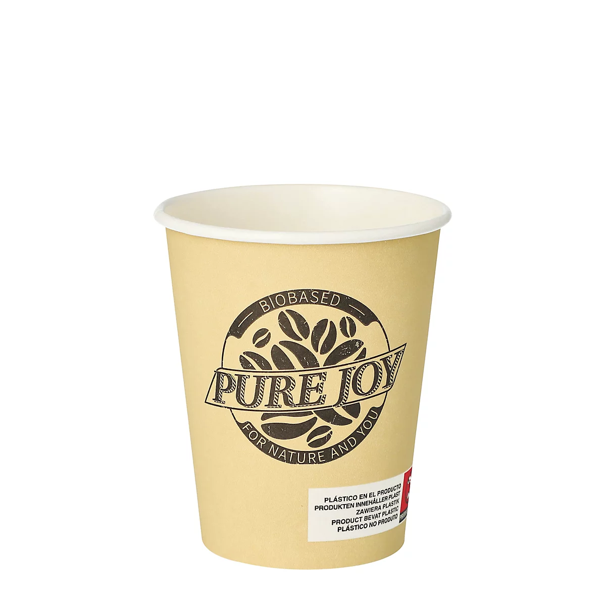 Coffee to go bekers Papstar Pure Joy, wegwerp, 0,2 l, Ø 80 x H 92 mm, FSC®-gecertificeerd karton, crèmekleurig, 50 st.