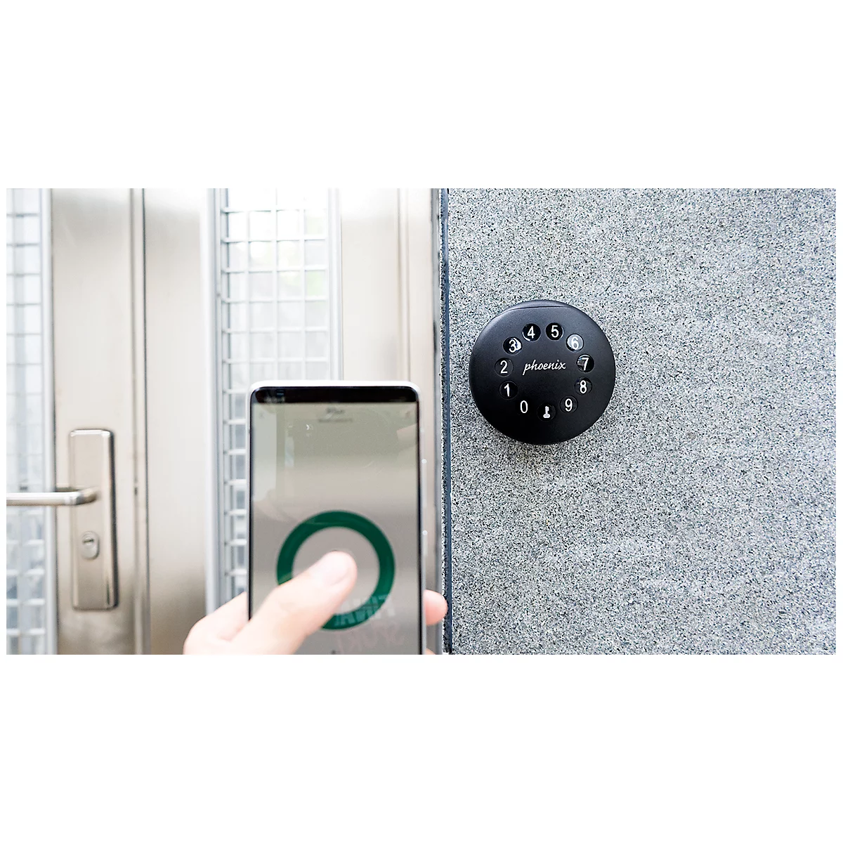 Coffre-fort à clé Phoenix Palm KS0211E, serrure à clé motorisée, contrôle par app, Bluetooth, étanche/résistant à la poussière IP65, noir
