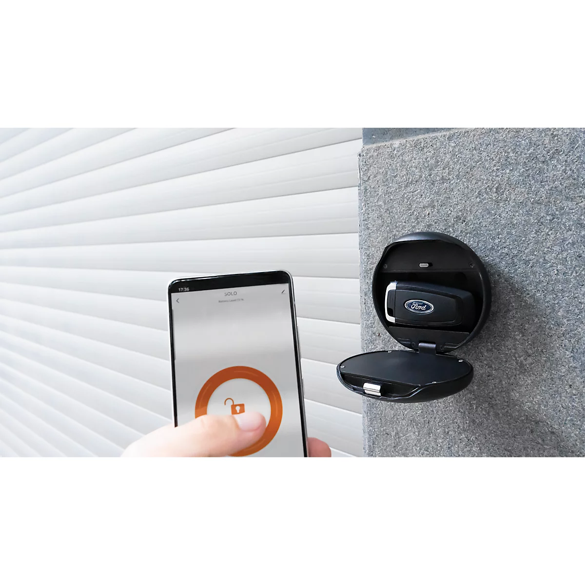 Coffre-fort à clé Phoenix Palm KS0211E, serrure à clé motorisée, contrôle par app, Bluetooth, étanche/résistant à la poussière IP65, noir