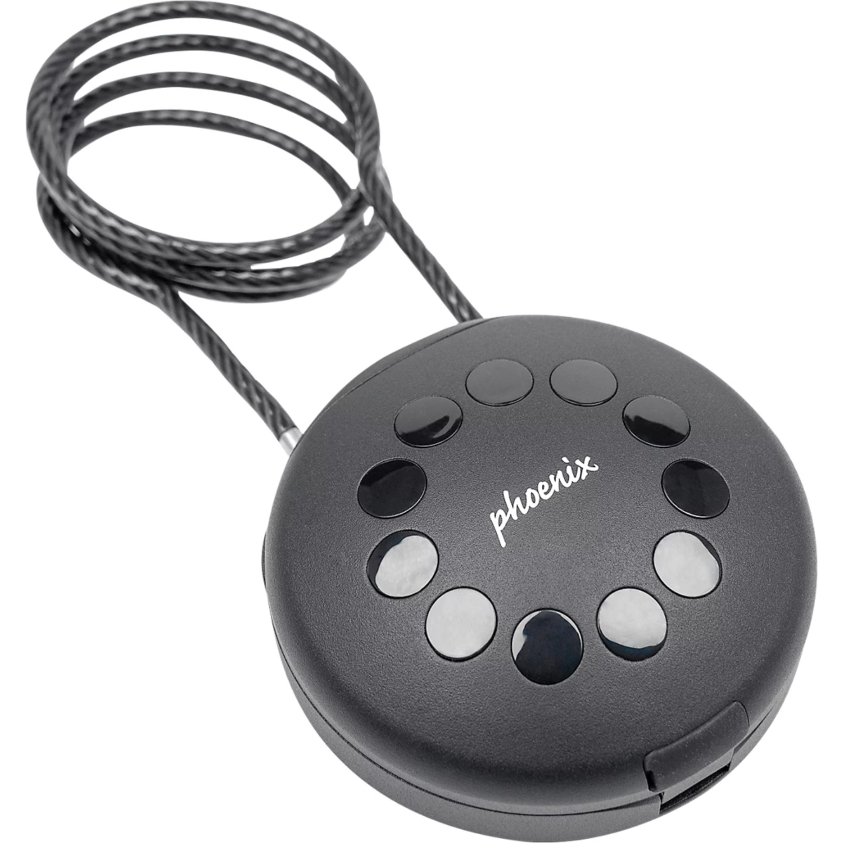 Coffre-fort à clés Phoenix Palm KS0212EC, serrure à clé motorisée, contrôle par app, Bluetooth, étanche/résistant à la poussière IP65, avec câble en acier inoxydable, noir