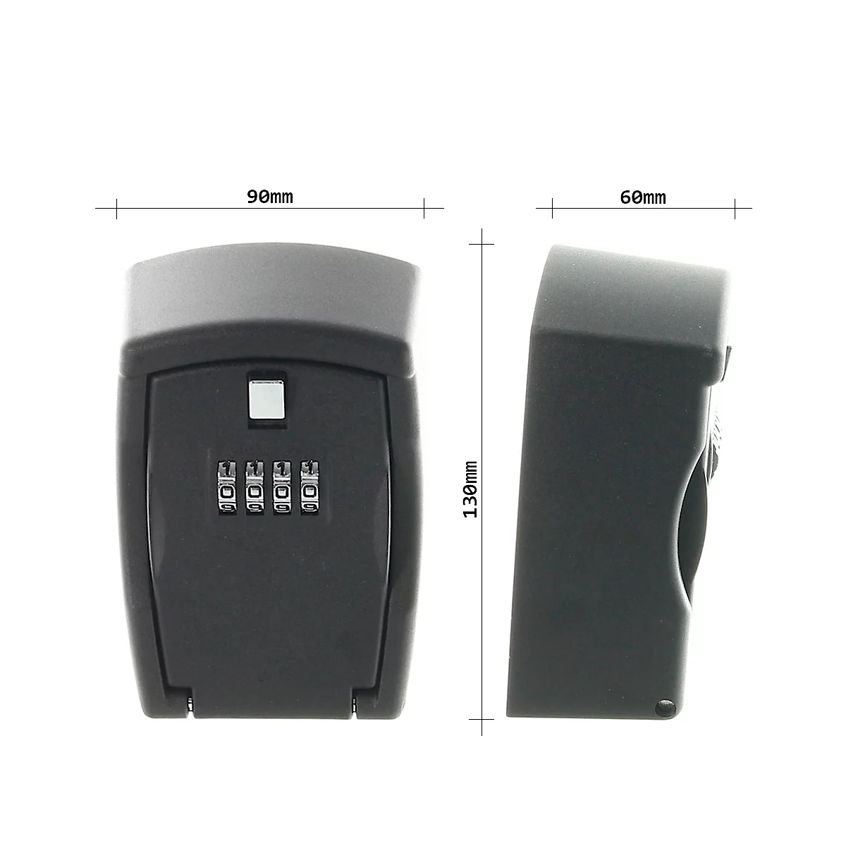 Coffre-fort à clés Rottner Key Protect, serrure mécanique à combinaison de chiffres, 4 positions, montage mural, L 90 x P 60 x H 130 mm, acier moulé, noir