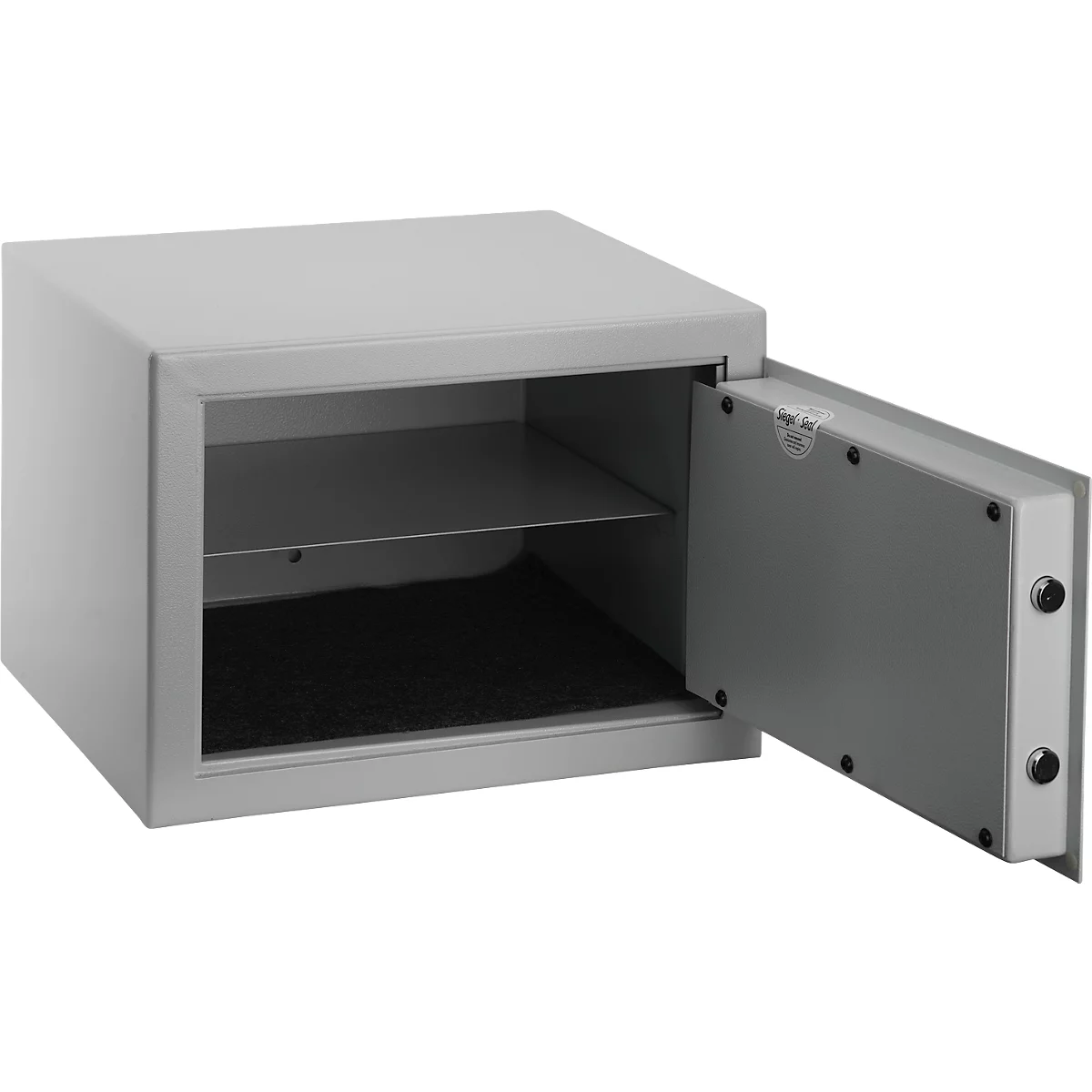 Coffre-fort de meubles Format Atlanta, 23 l, charnières à droite, serrure à double panneton, 2 clés, L 420 x P 380 x H 300 mm, gris clair RAL 7035