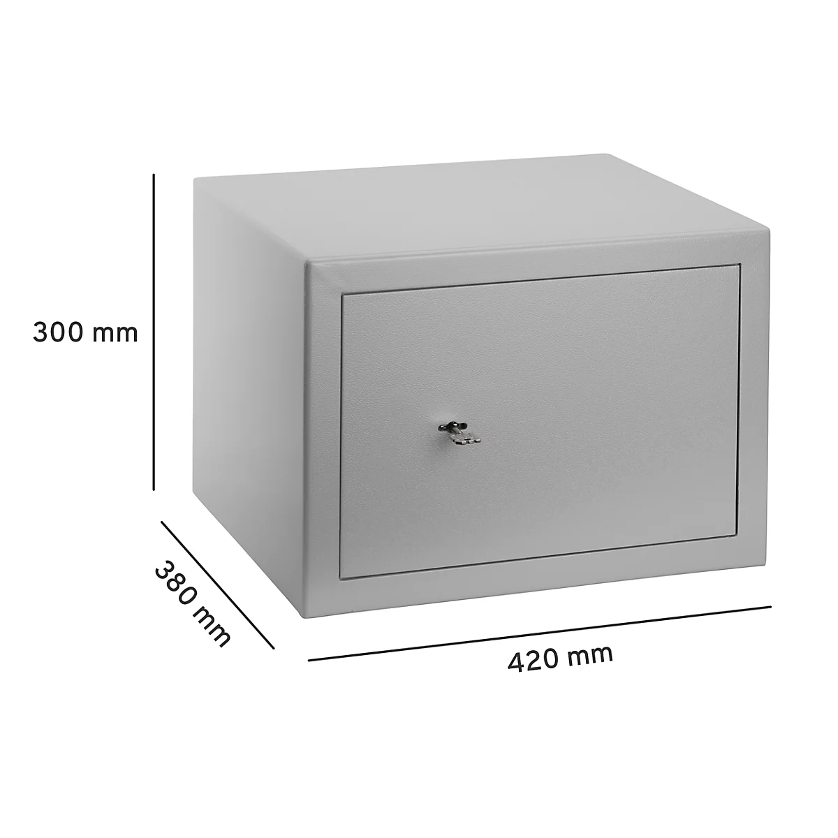 Coffre-fort de meubles Format Atlanta, 23 l, charnières à droite, serrure à double panneton, 2 clés, L 420 x P 380 x H 300 mm, gris clair RAL 7035