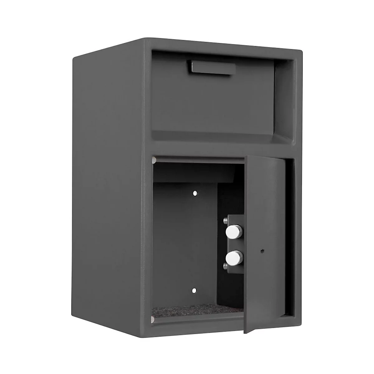 Coffre-fort Desposit Format Dinero 1, 14,6 l, charnières à droite, serrure à double panneton, clapet d'insertion, L 290 x P 290 x H 450 mm, gris graphite