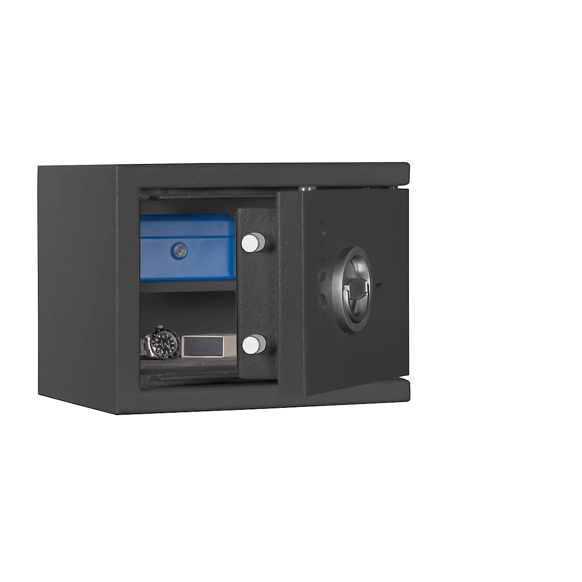 Coffre-fort Lyra 0, classe 0 selon EN 1143-1, 8,2 l, charnières à droite, serrure à double panneton, 1 tablette, L 350 x P 280 x H 270 mm, gris graphite RAL 7024
