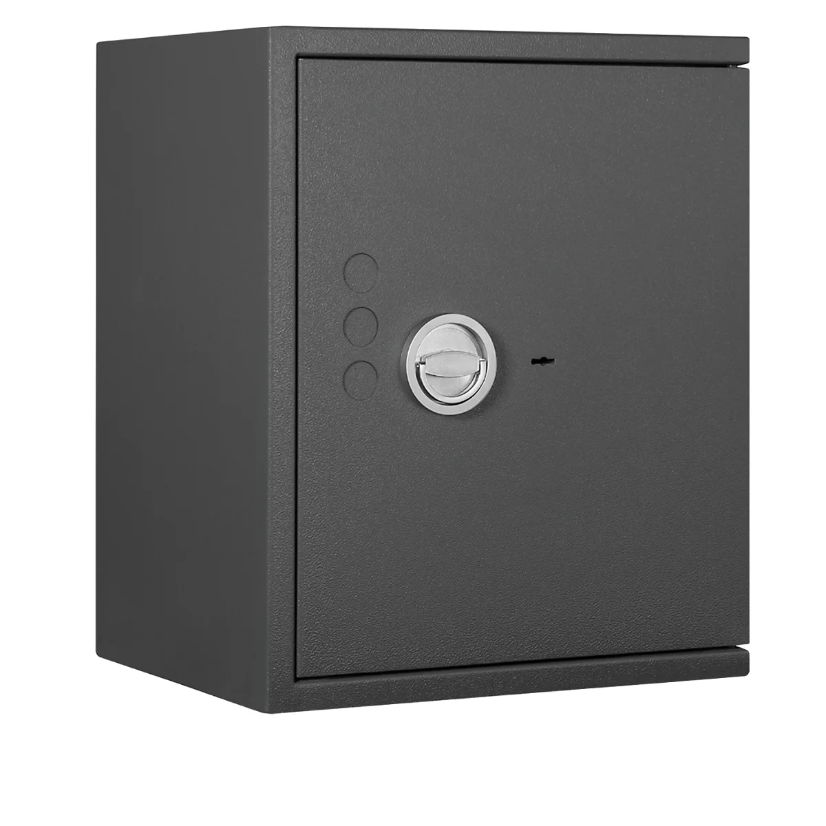 Coffre-fort Lyra 1, classe de résistance 0 selon EN 1143-1, volume 16 l l, charnières à droite, serrure à double panneton avec 2 clés, 1 tablette, y compris matériel d'ancrage, L 400 x P 270 x H 405 mm, gris graphite RAL 7024