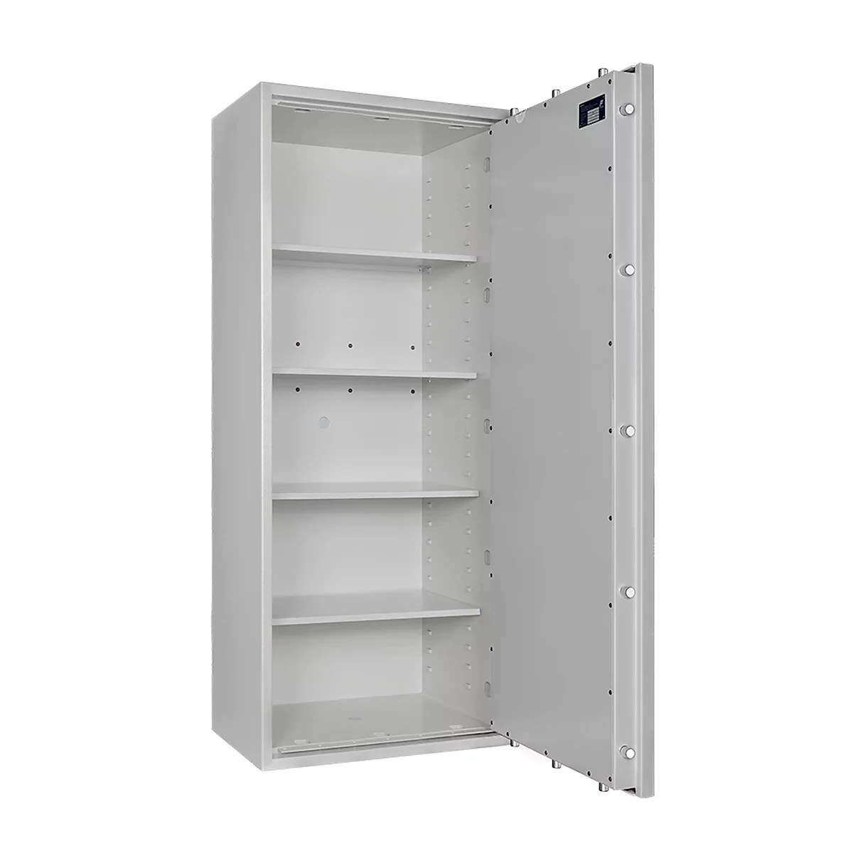 Coffre-fort Lyra 16, classe 0 selon EN 1143-1, 252 l, charnières à droite, serrure à double panneton, 4 tablettes, L 650 x P 420 x H 1550 mm, gris clair RAL 7035