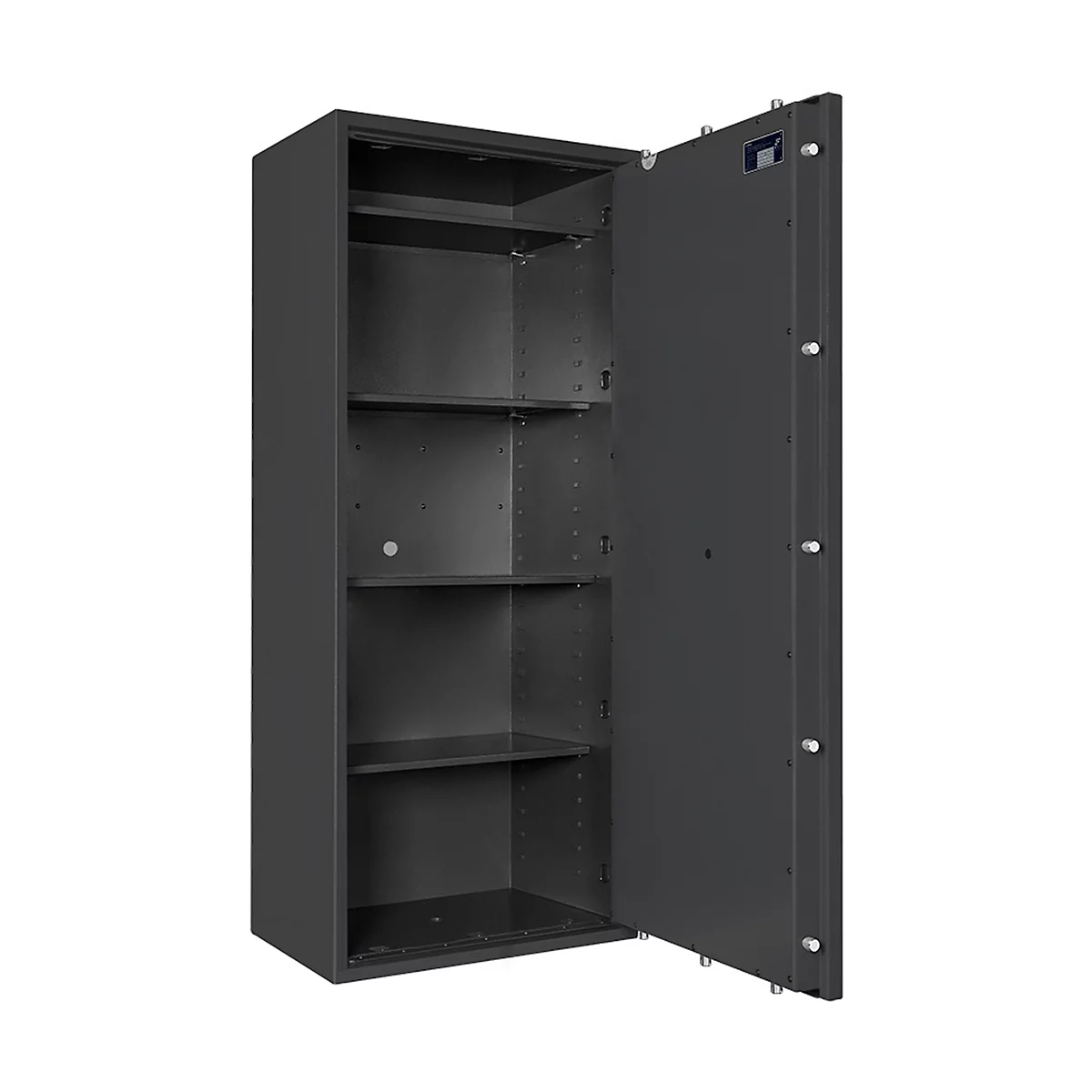 Coffre-fort Lyra 16, classe 0 selon EN 1143-1, 252 l, charnières à droite, serrure à double panneton, 4 tablettes, L 650 x P 420 x H 1550 mm, gris graphite RAL 7024