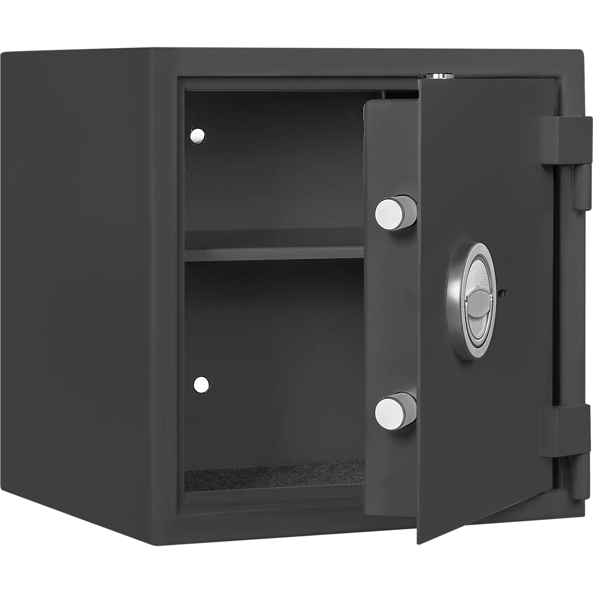 Coffre-fort MT 2, niveau de sécurité S 1 selon EN 14450, 46 dossiers l/4, serrure à double panneton avec 2 clés, 1 étagère, L 405 x P 385 x H 405 mm, gris graphite
