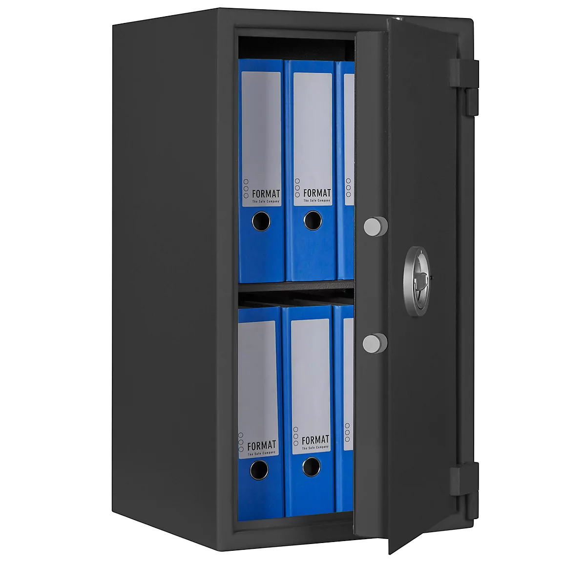 Coffre-fort MT 4, niveau de sécurité S 1 selon EN 14450, 85 l/8 dossiers, serrure à double panneton avec 2 clés, 1 étagère, L 405 x P 385 x H 740 mm, gris graphite
