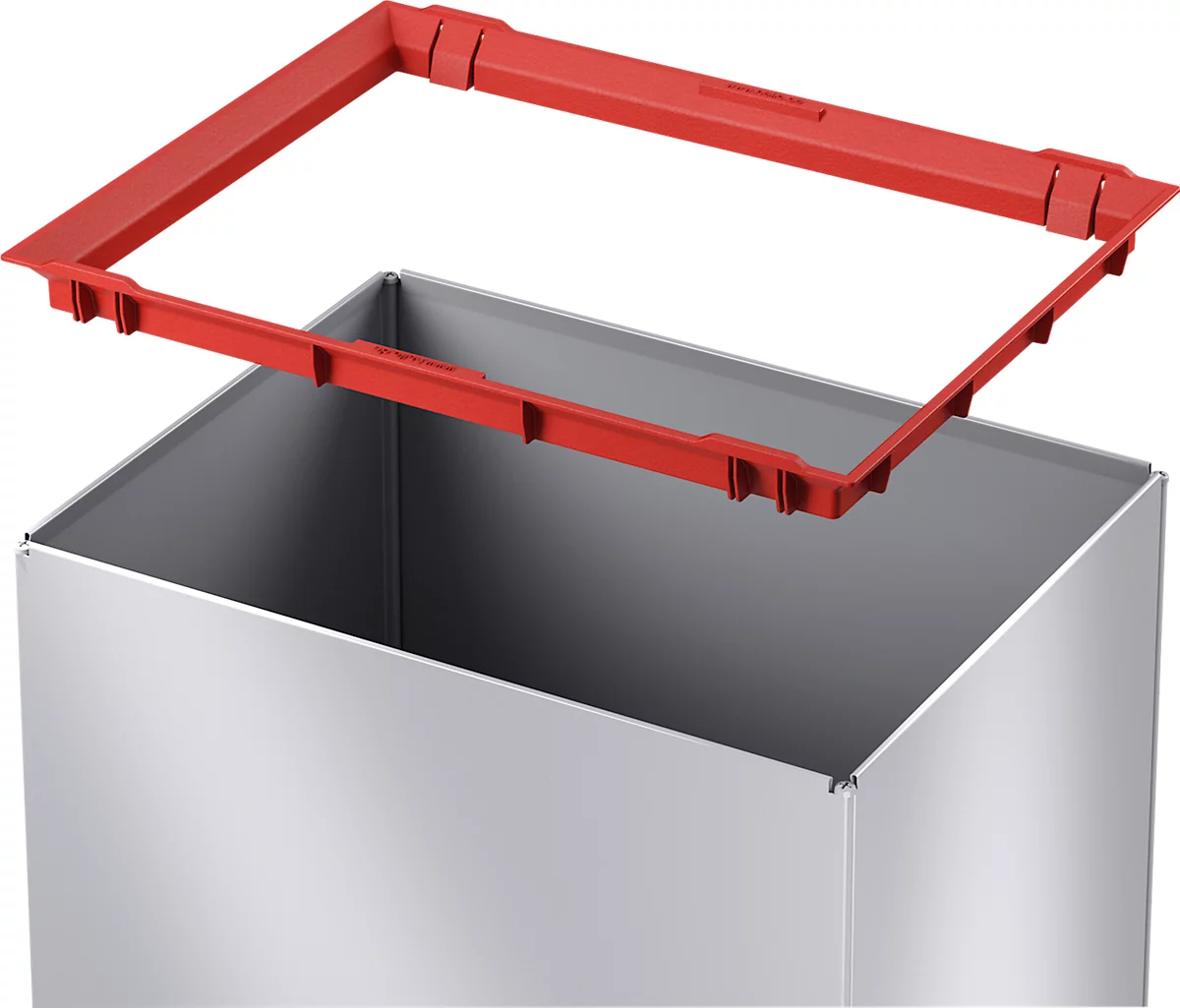 Colector de residuos Hailo Big-Box Swing L, 35 l, rectangular, tapa basculante, chapa de acero, plata