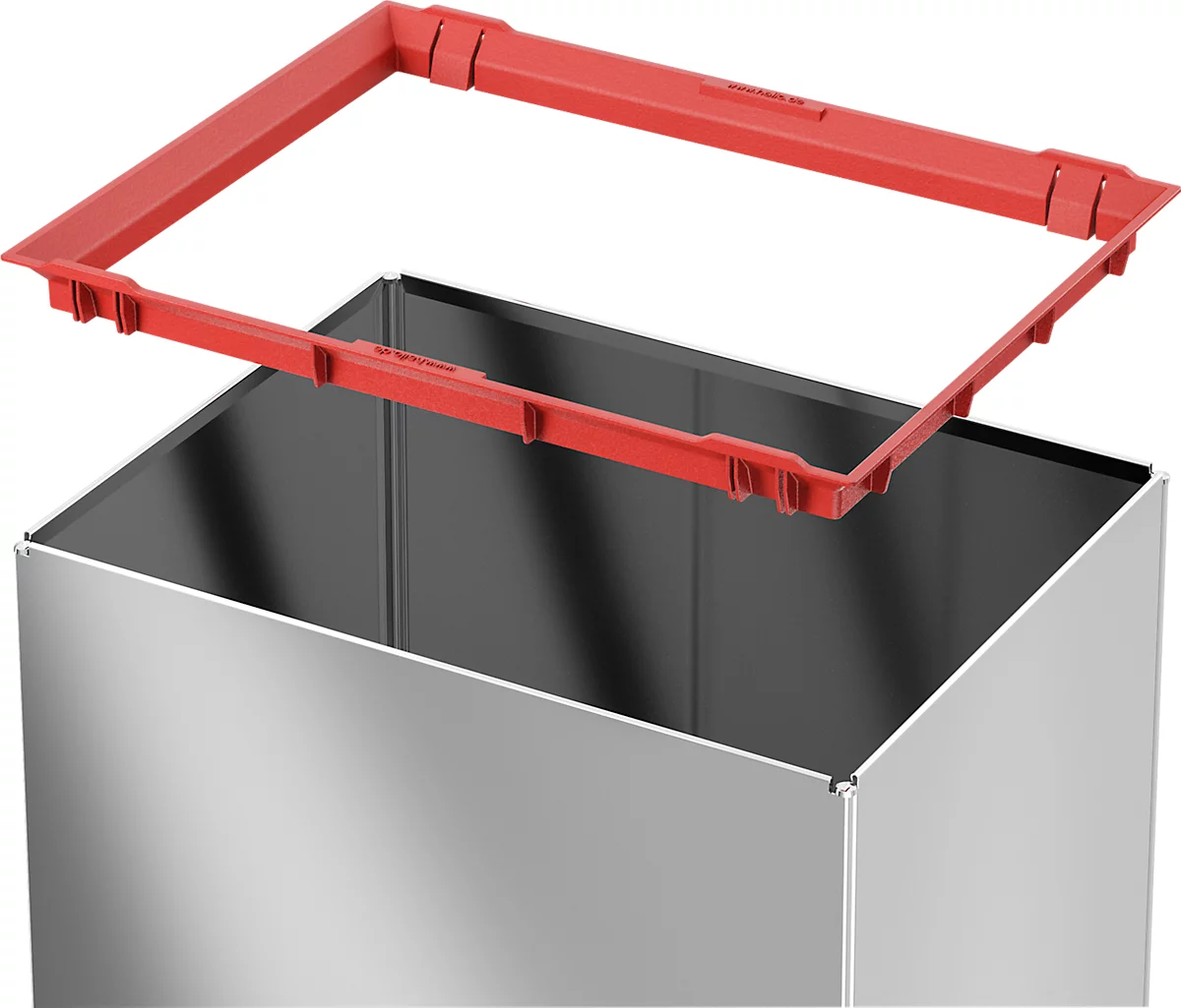 Colector de residuos Hailo Big-Box Swing XL, 52 l, rectangular, tapa basculante, acero inoxidable