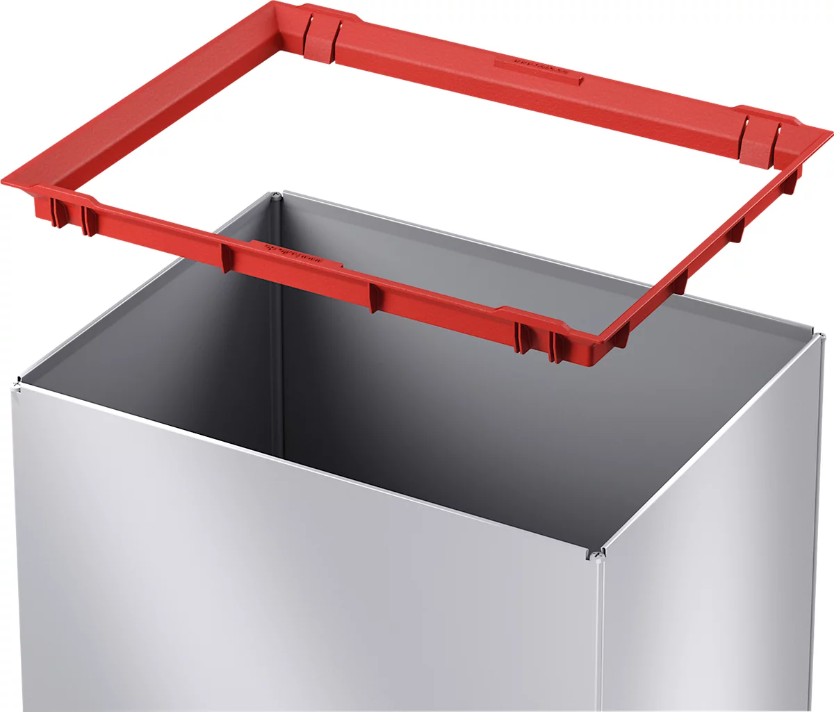 Colector de residuos Hailo Big-Box Swing XL, 52 l, rectangular, tapa basculante, chapa de acero, plata
