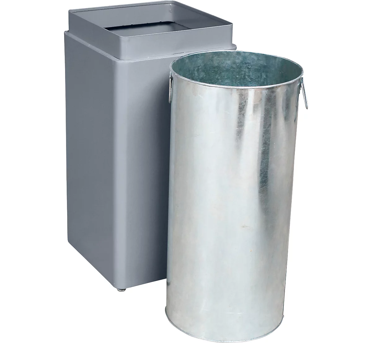 Colector de residuos Orgavente, acero, volumen 40 l, rectangular, An 350 x P 350 x Al 790 mm, cubo autoextinguible, plata