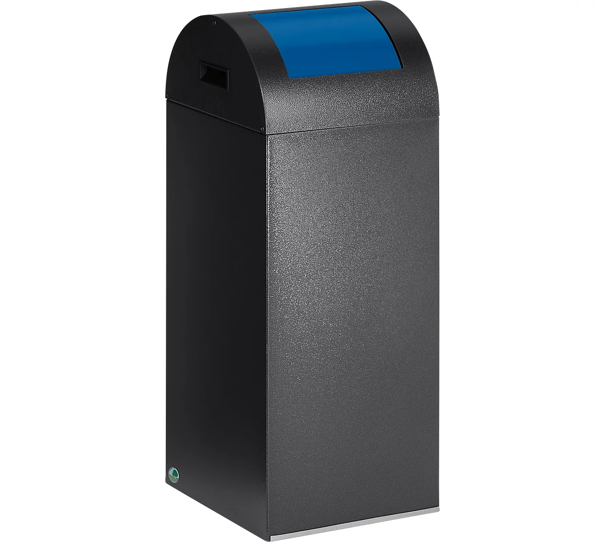 Colector de residuos reciclables autoextinguible 55R, plata antigua/azul