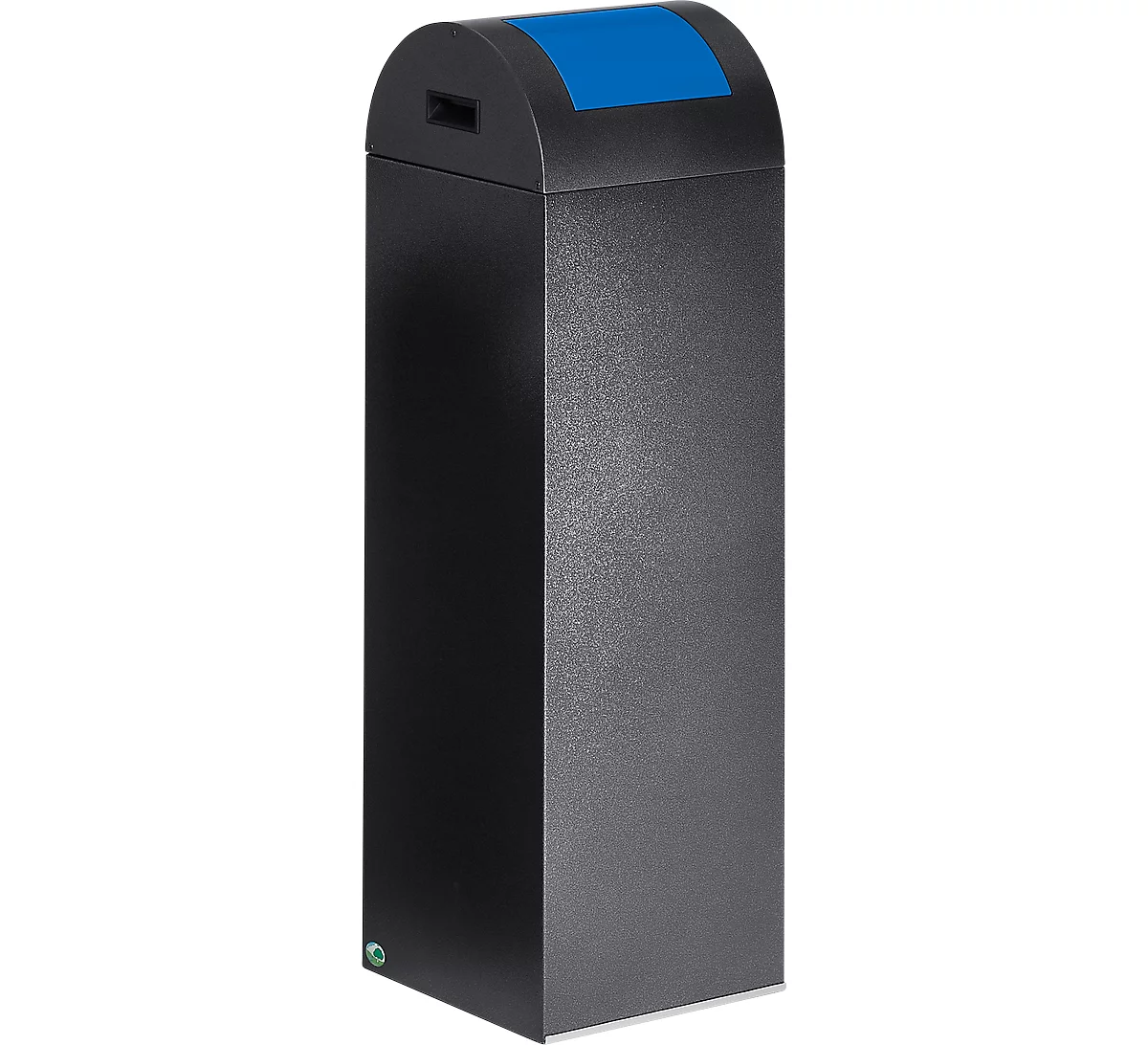 Colector de residuos reciclables autoextinguible 85R, plata antigua/azul