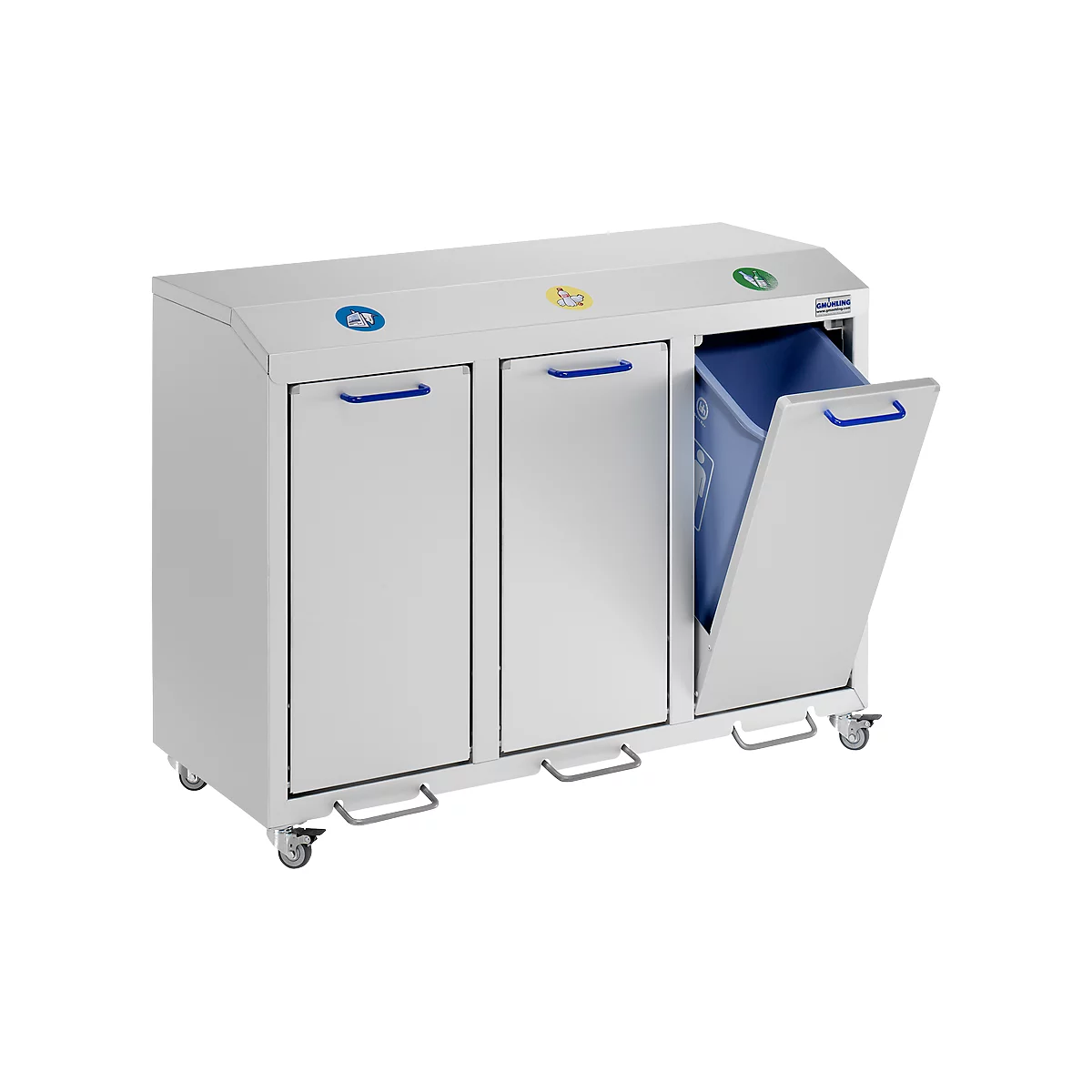 Colector de residuos reciclables G-collect X 2001, L 1070 x An 490 x Al 800 mm, 3 compartimentos