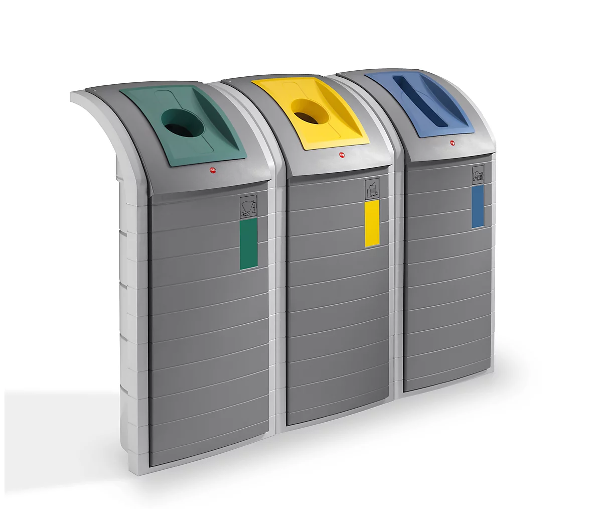 Colector de residuos reciclables Hailo ProfiLine WSB Design Plus XXXL, ABS, gris, 120 l, con 3 aplicaciones de colores