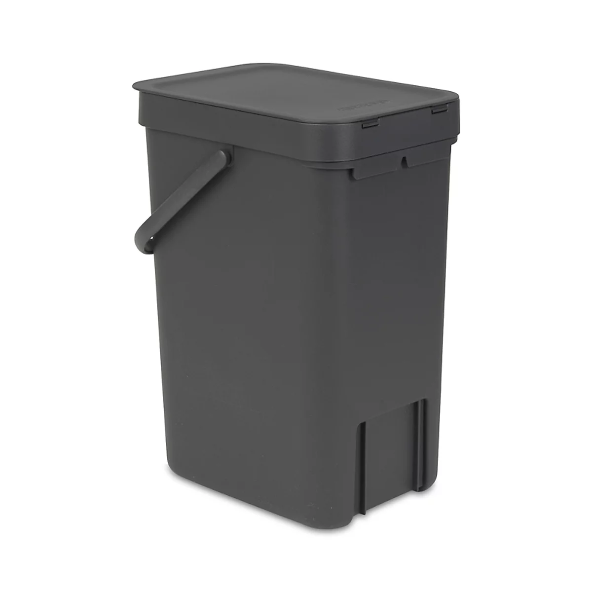 Colector de residuos Sort & Go, rectangular, con soporte de pared, tapa y asa, 12 l, plástico, gris