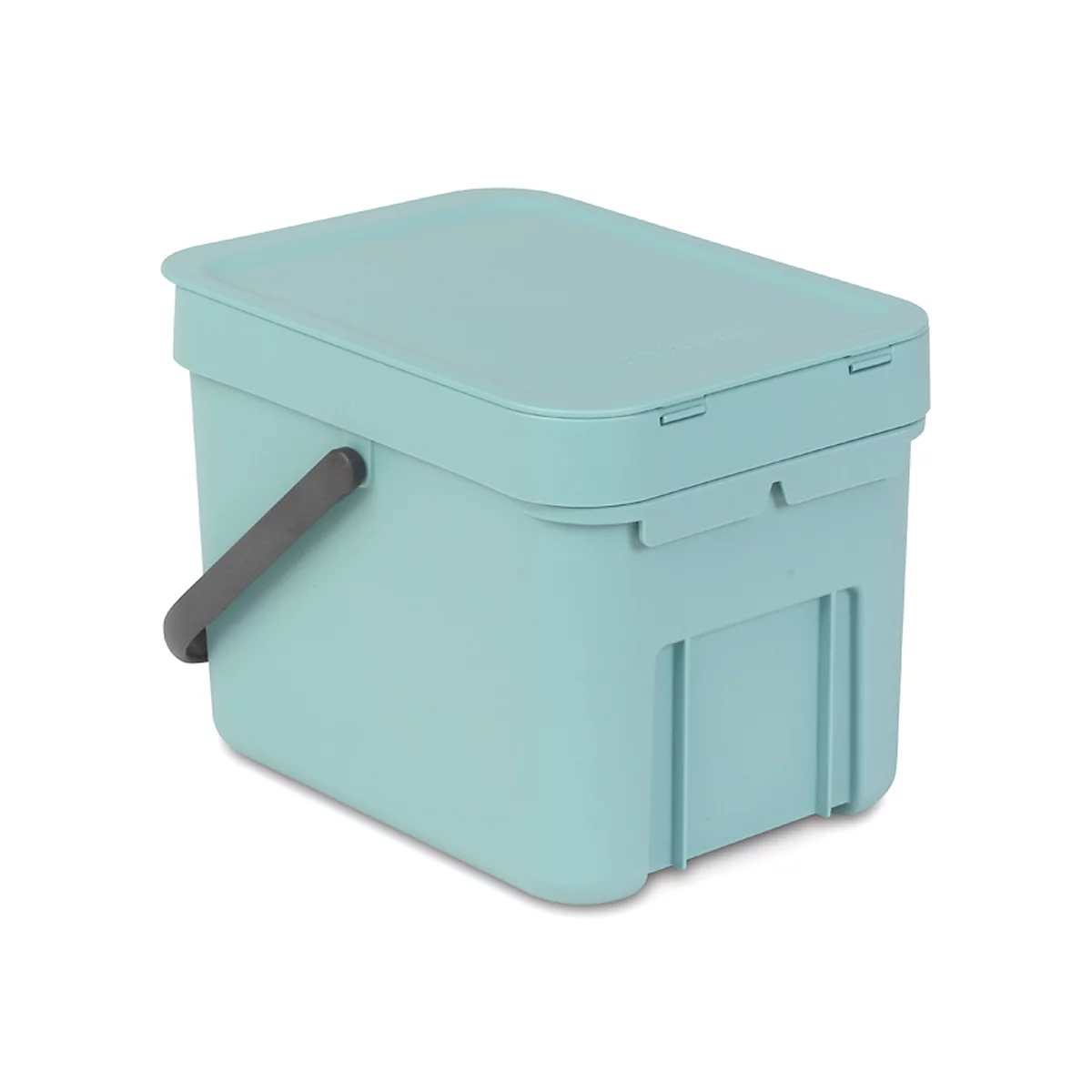 Colector de residuos Sort & Go, rectangular, con soporte de pared, tapa y asa, 6 l, plástico, verde menta