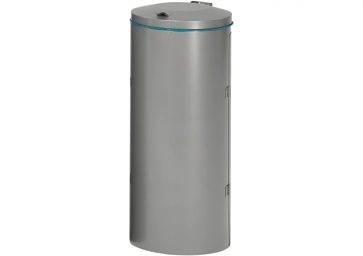 Colector de residuos VAR compacto de puerta doble, para bolsas de basura de 120 l, con asa y tapa, resistente al fuego, plata
