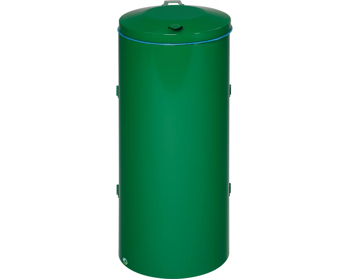 Colector de residuos VAR compacto de puerta doble, para bolsas de basura de 120 l, con asa y tapa, resistente al fuego, verde esmeralda