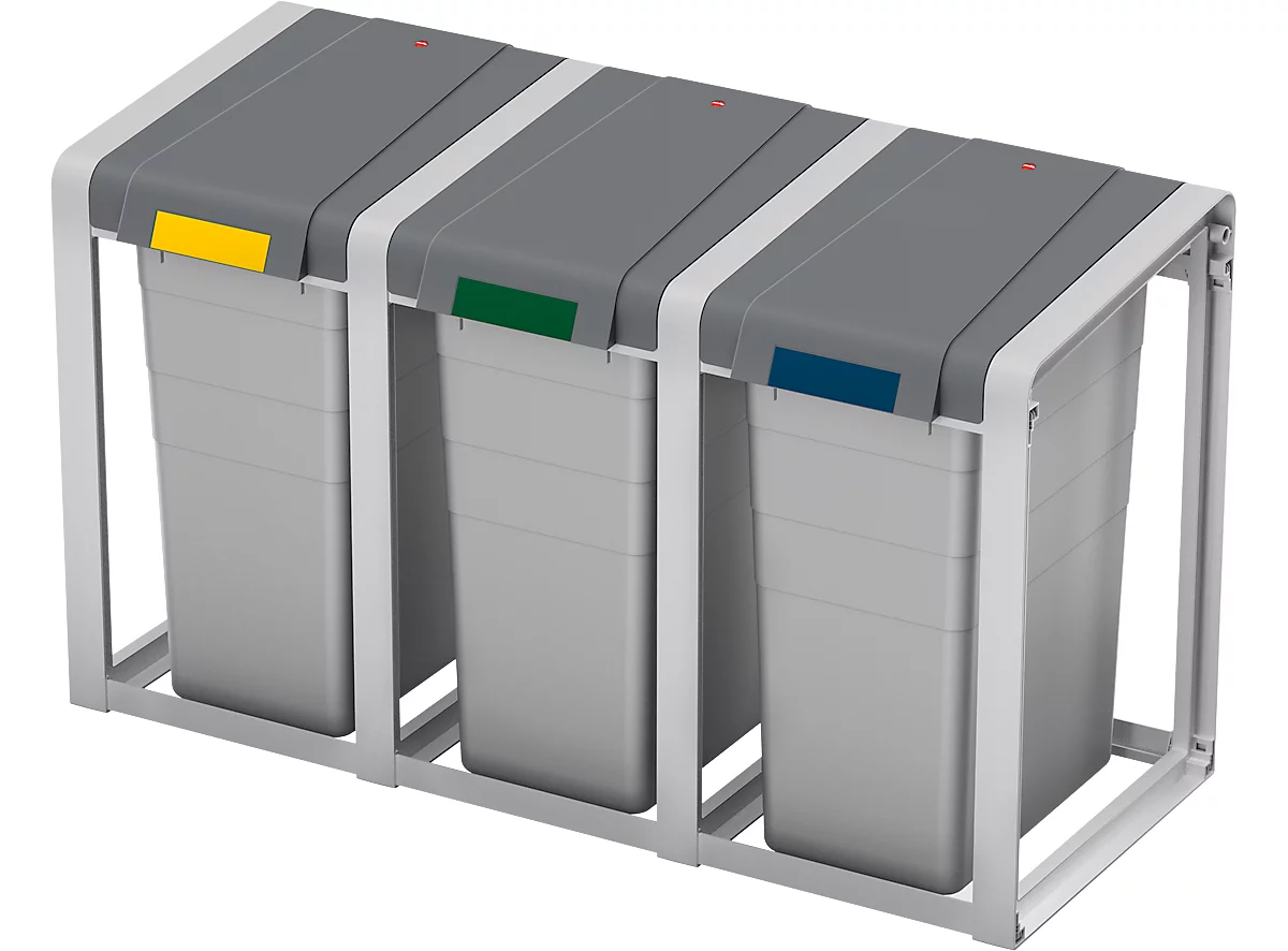 Colectores de residuos reciclables Hailo ProfiLine Öko XL, módulo básico, volumen 38 l, con cubo interior, L 395 x A 355 x H 560 mm, plástico, gris