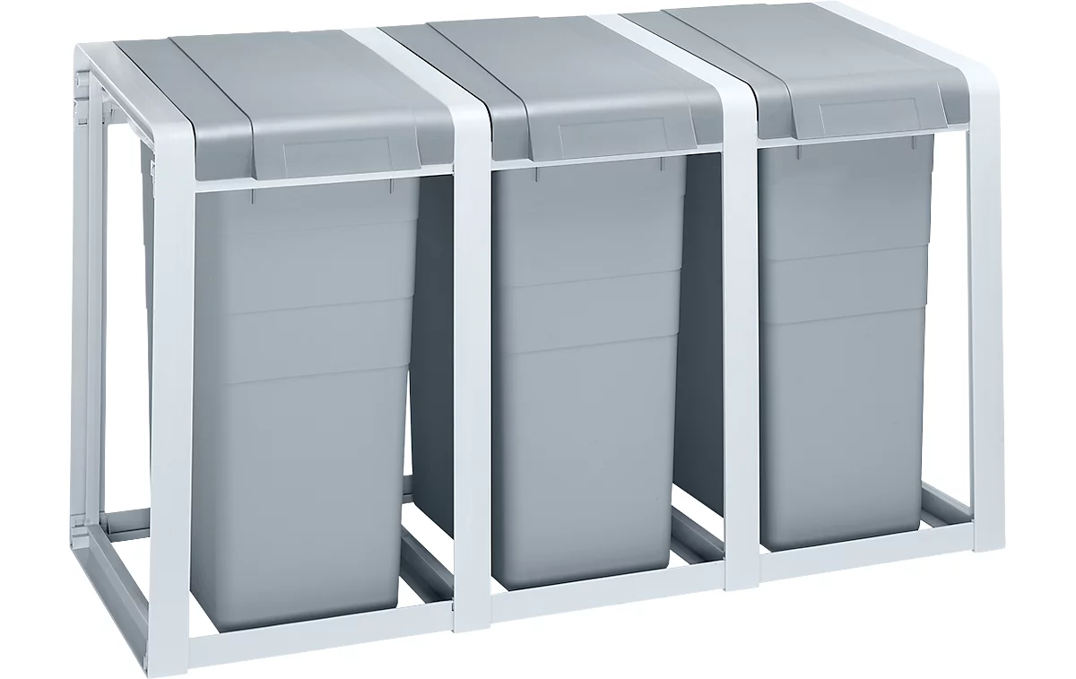 Colectores de residuos reciclables Hailo ProfiLine Öko XL, módulo para tres, volumen 114 l, L 415 x A 1050 x H 750 mm, plástico, gris