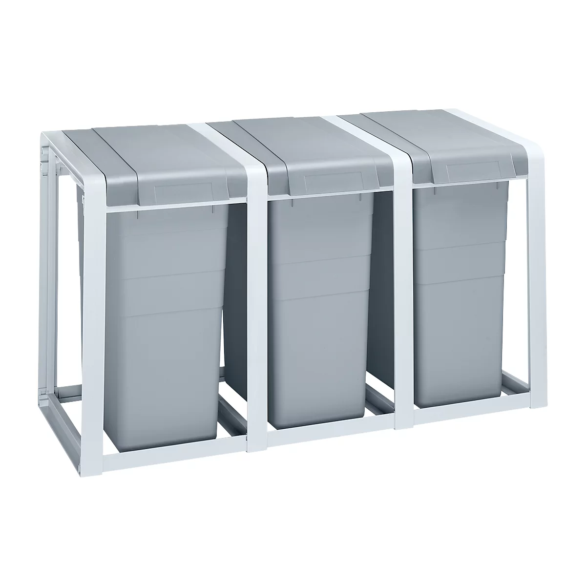 Colectores de residuos reciclables Hailo ProfiLine Öko XL, módulo para tres, volumen 114 l, L 415 x A 1050 x H 750 mm, plástico, gris