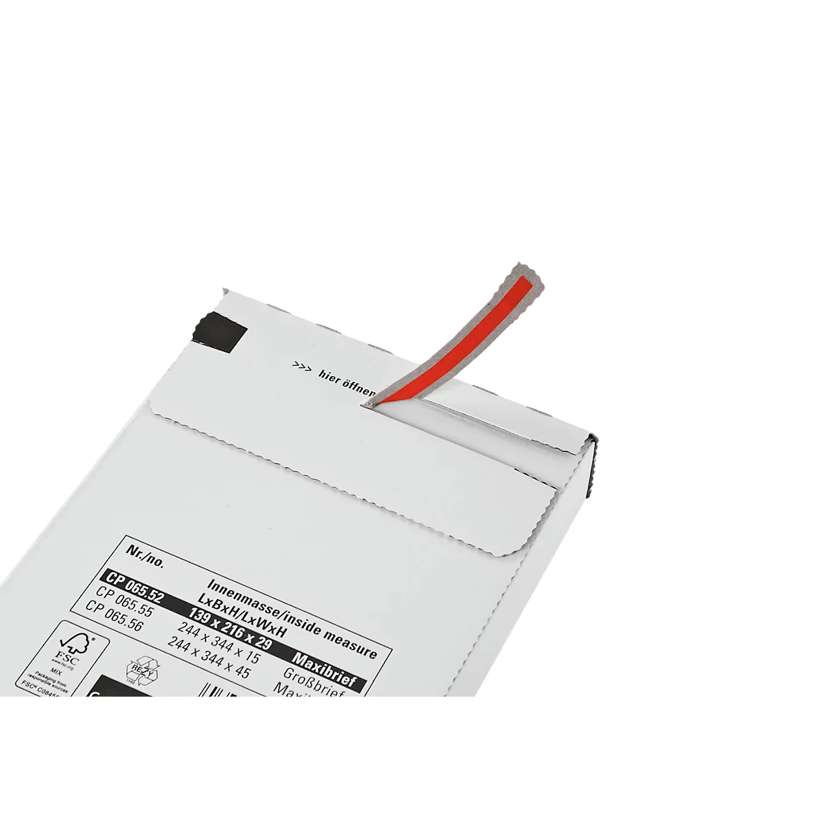 Colis d’expédition, l. 250 x P 353 x H 50 mm, frais de port optimisés, fermeture autocollante, blanc, 20 p.