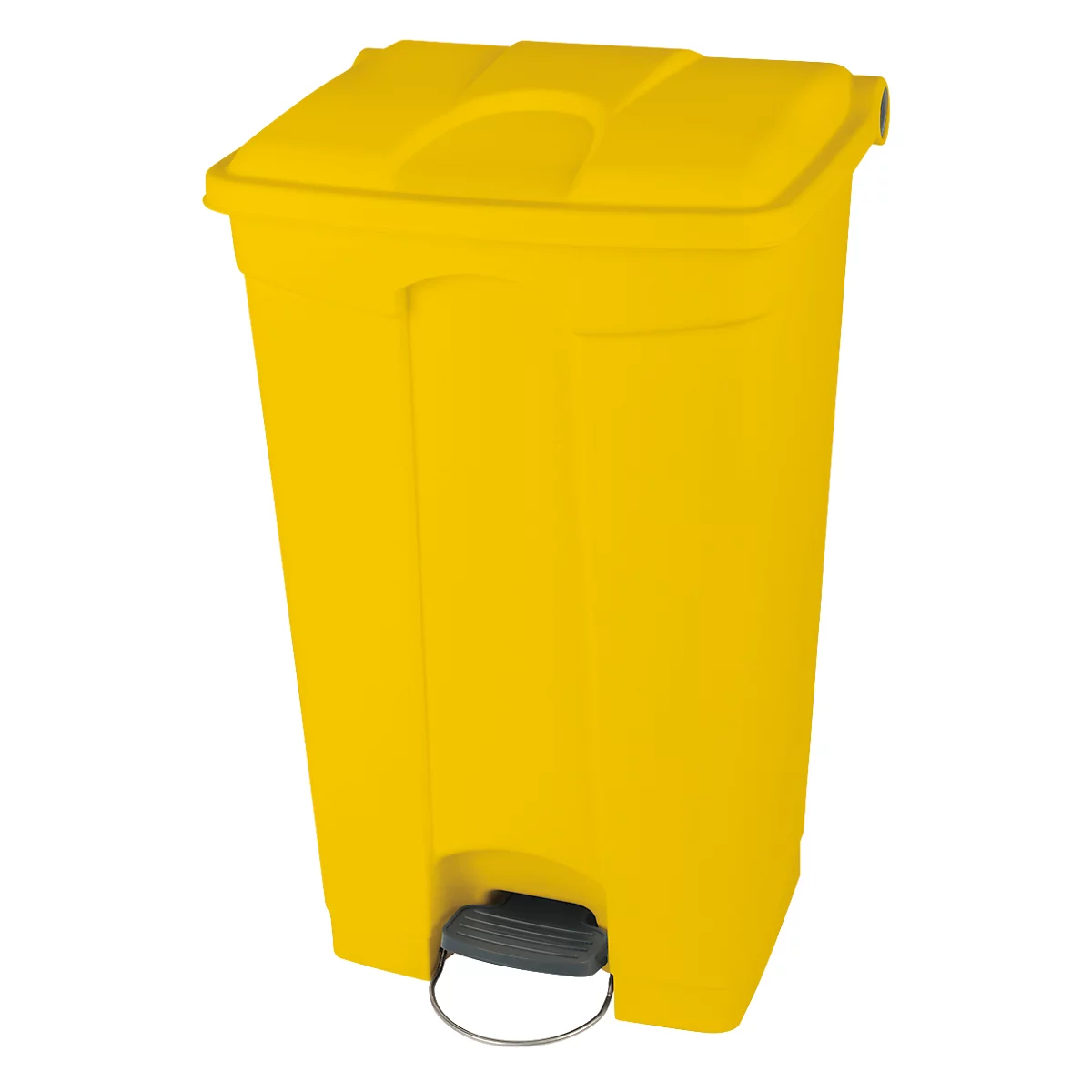 Collecteur de déchets à pédale en polyéthylène 90 L, jaune
