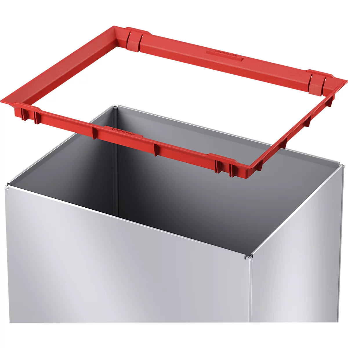 Collecteur de déchets Big-Box Swing L Hailo, 35 L, rectangulaire, couvercle basculant, tôle d'acier, argent